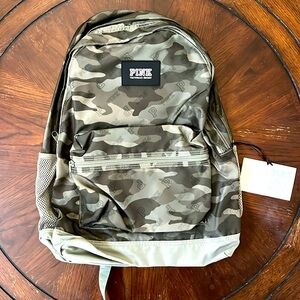PINK Victoria’s Secret VS Campus Backpack Camouflage Camo Travel Pack Bag NWT